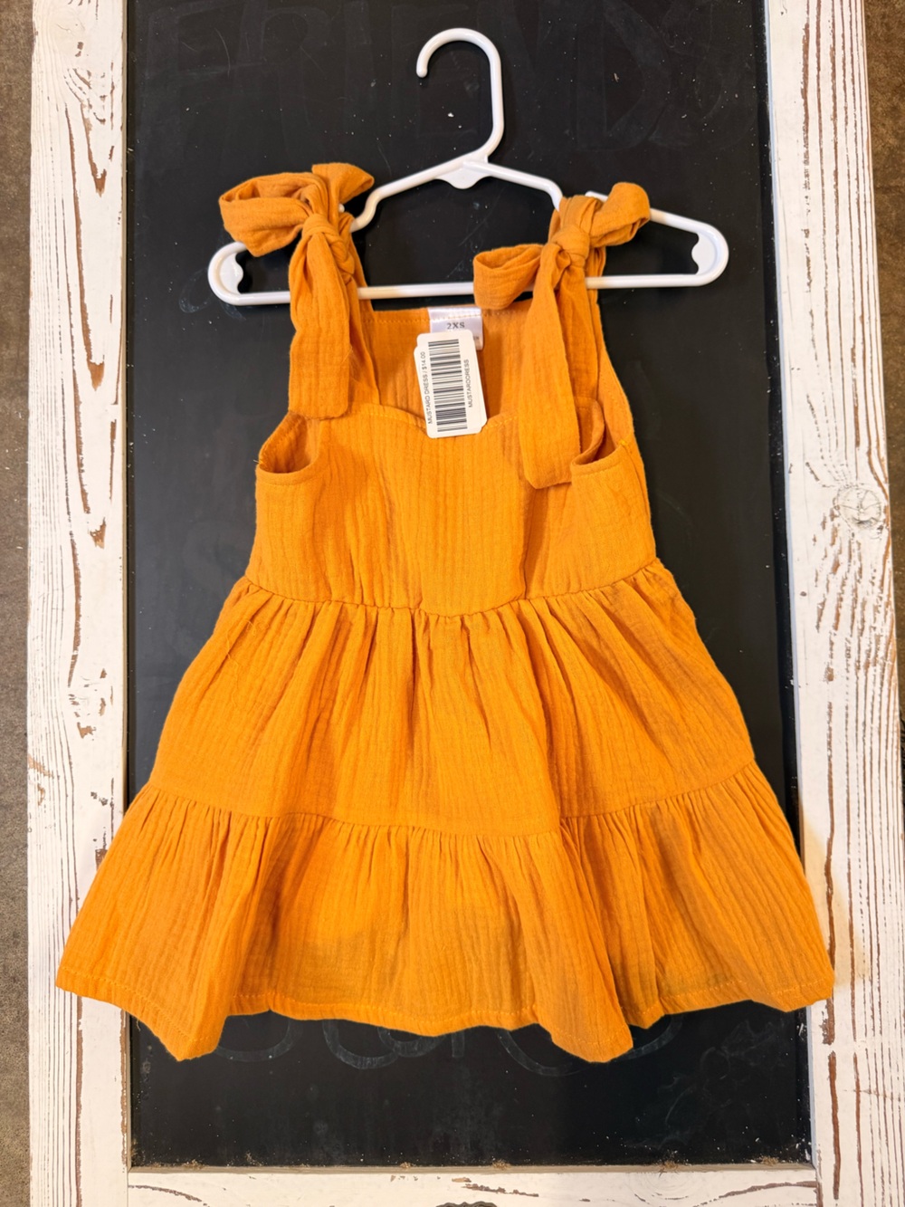 Kids Mustard Tiered Summer Dress with Tie Straps